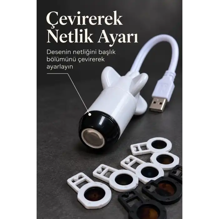 Projeksiyon Lambası USB Bağlantılı Çevirmeli Netlik Ayarlı