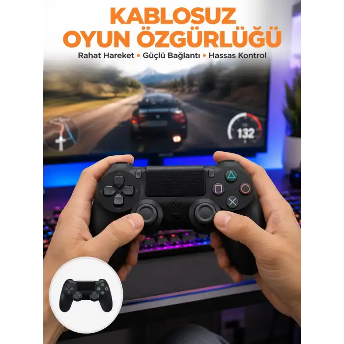 PS4 Uyumlu Kablosuz Oyun Kolu – Gerçekçi Titreşimli Geri Bildirim Yeni Nesil