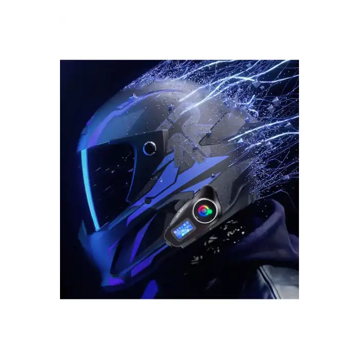 Q58-max Radyolu 2 Kişi Bağlantılı Bluetooth Kask Kulaklık Ekranlı Fenerli Müzik Ve Telsiz Intercom