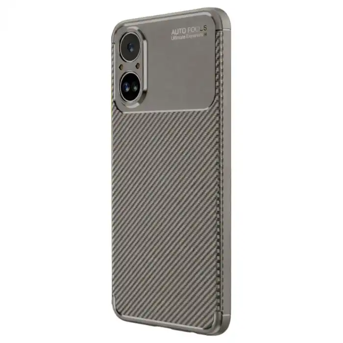 Realme 12 Lite Kılıf Auto Focus Karbon Kapak - Gri
