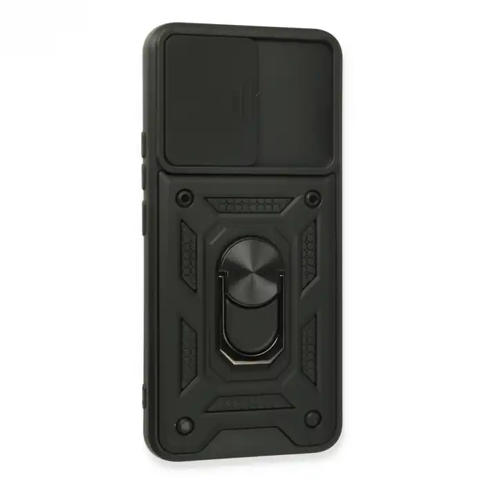 Realme 8 Kılıf Pars Lens Yüzüklü Silikon - Siyah