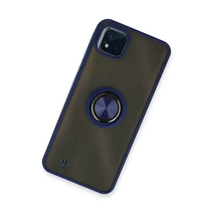 Realme C11 2021 Kılıf Montreal Yüzüklü Silikon Kapak - Lacivert