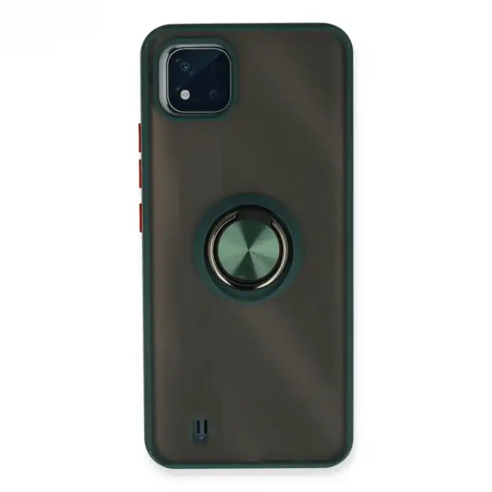 Realme C11 2021 Kılıf Montreal Yüzüklü Silikon Kapak - Yeşil