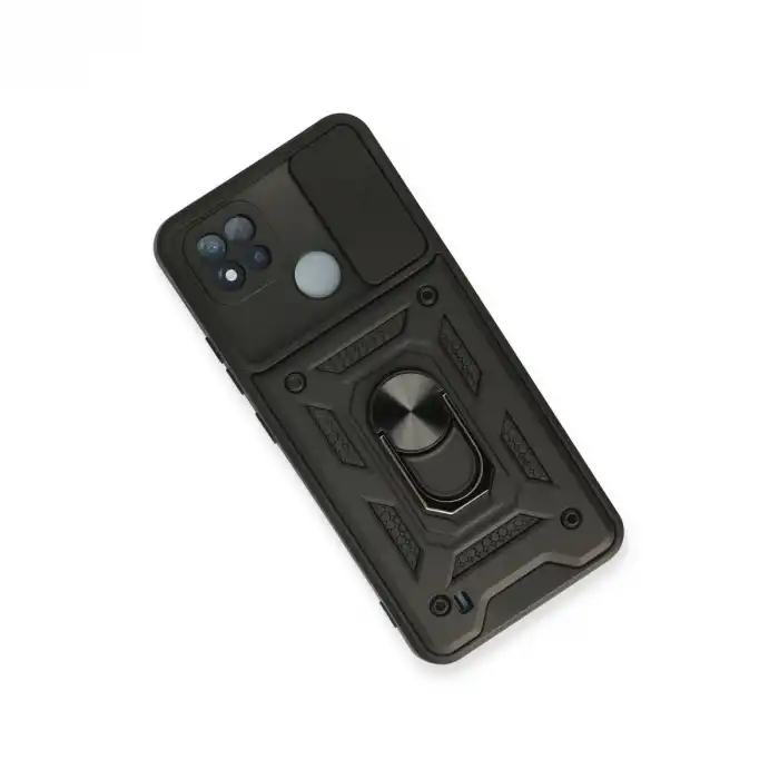 Realme C11 2021 Kılıf Pars Lens Yüzüklü Silikon - Siyah