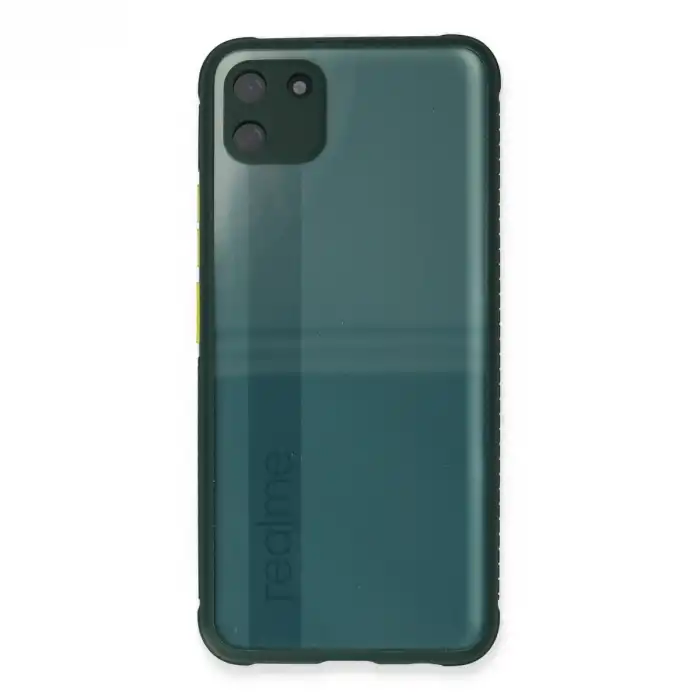 Realme C11 Kılıf Miami Şeffaf Silikon - Koyu Yeşil