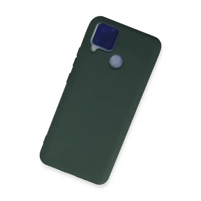 Realme C15 Kılıf Nano İçi Kadife Silikon - Koyu Yeşil