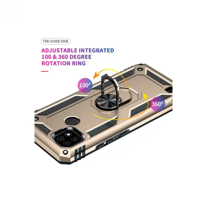 Realme C21 Kılıf Sofya Yüzüklü Silikon Kapak - Gold