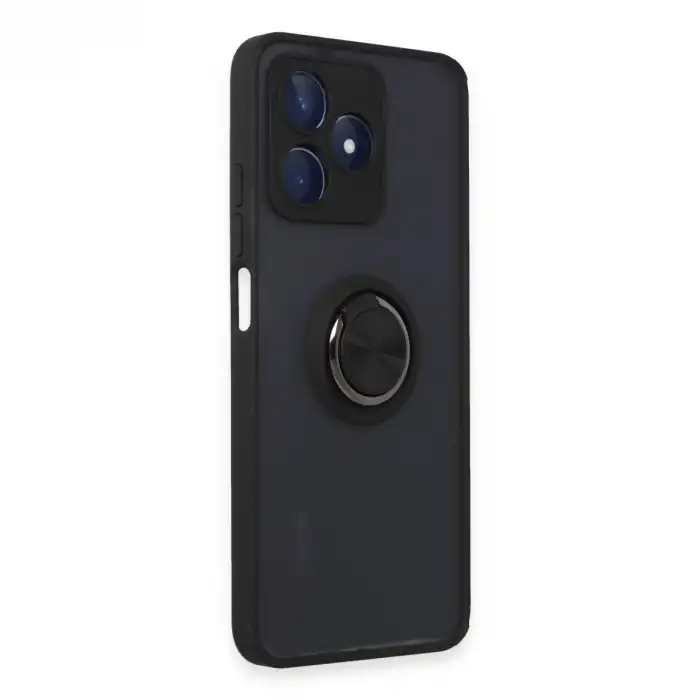 Realme C53 Kılıf Montreal Yüzüklü Silikon Kapak - Siyah