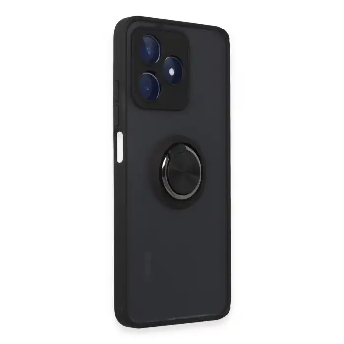 Realme C53 Kılıf Montreal Yüzüklü Silikon Kapak - Siyah