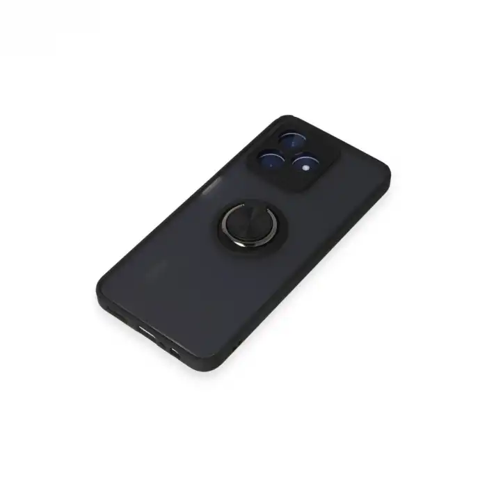Realme C53 Kılıf Montreal Yüzüklü Silikon Kapak - Siyah