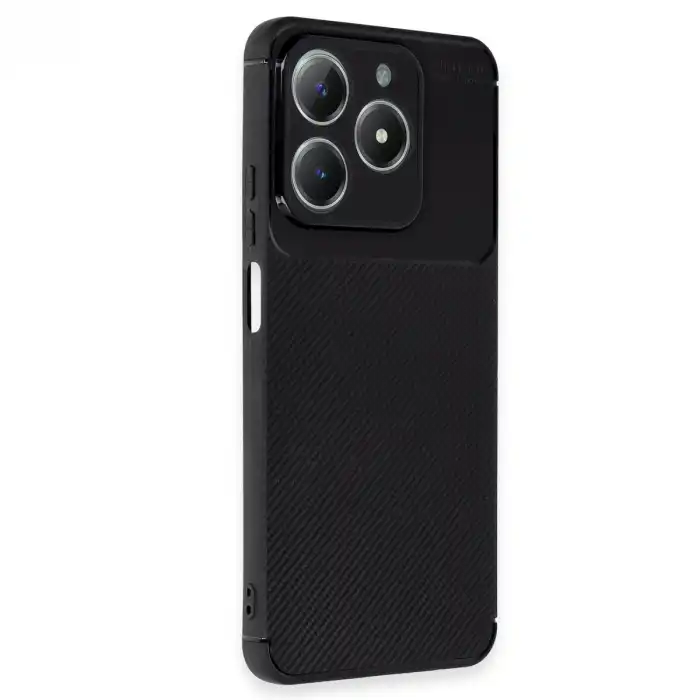 Realme C61 Kılıf Auto Focus Karbon Kapak - Siyah