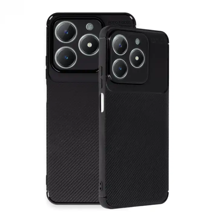 Realme C61 Kılıf Auto Focus Karbon Kapak - Siyah