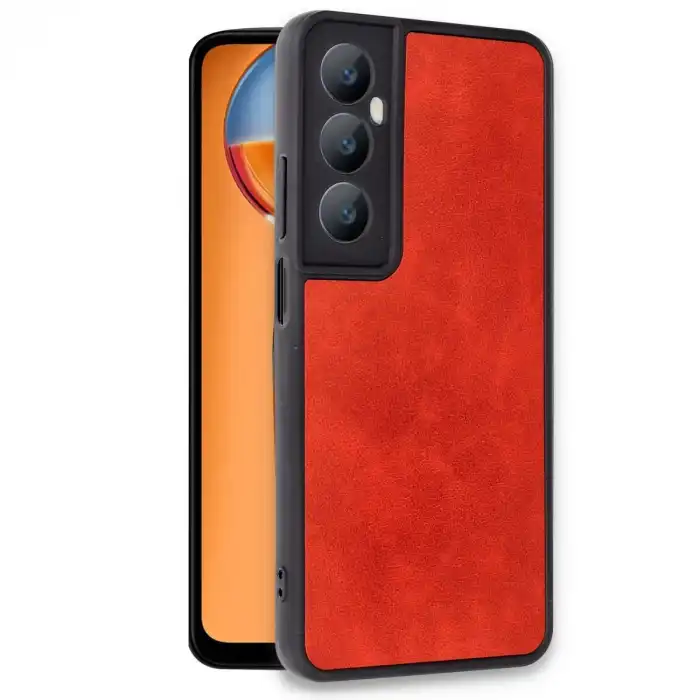 Realme C65 Kılıf Aras Deri Kapak - Kırmızı