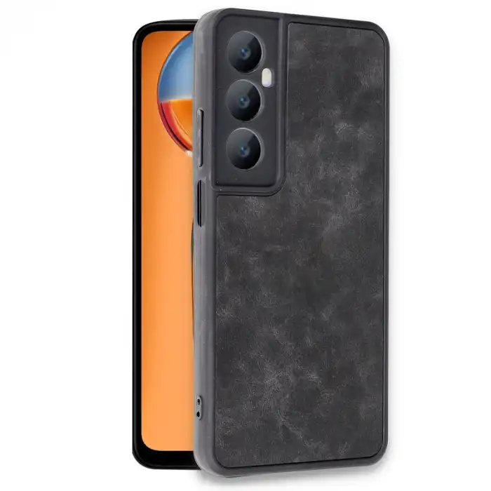 Realme C65 Kılıf Aras Deri Kapak - Siyah