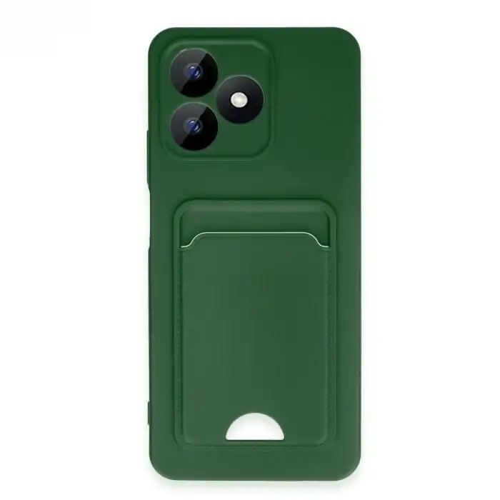 Realme Note 50 4g Kılıf Kelvin Kartvizitli Silikon - Koyu Yeşil