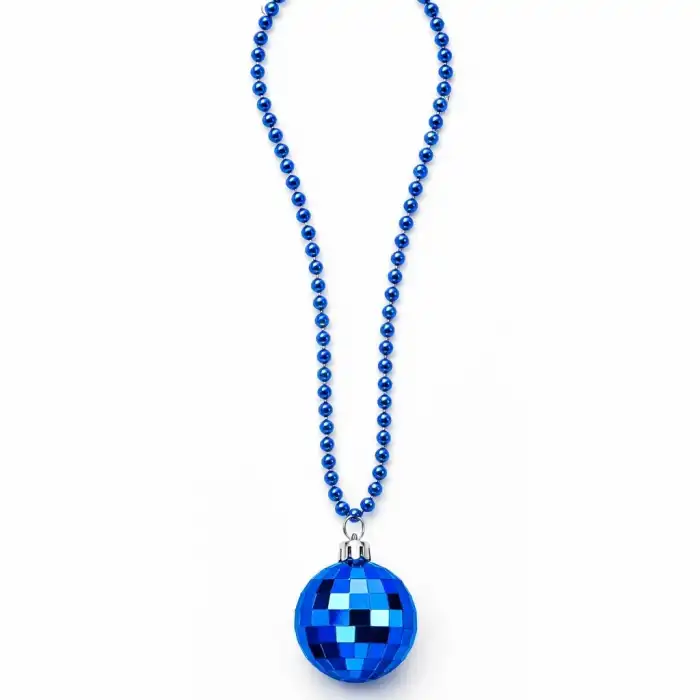 Retro Disko Topu Şekilli 8039ler 9039lar Mavi Renk Plastik Kolye