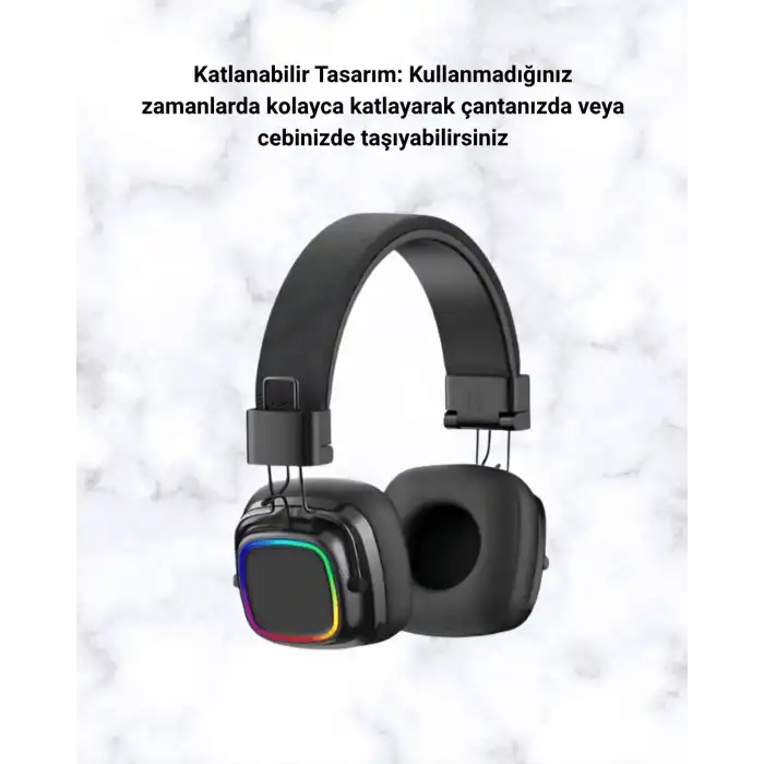 RGB Işıklı Katlanabilir Bluetooth 5.3 Kulak Üstü Kulaklık