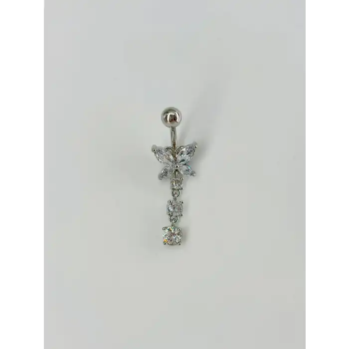 Sallantılı Çiçek Detaylı  Göbek Piercing