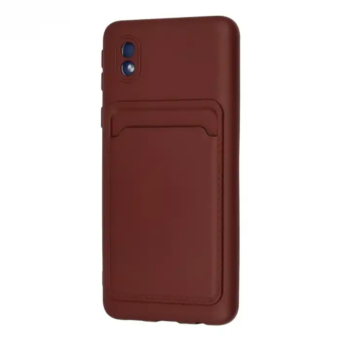 Samsung Galaxy A01 Core Kılıf Kelvin Kartvizitli Silikon - Bordo