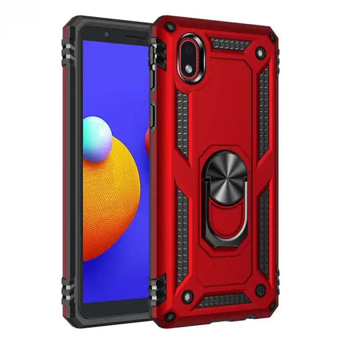 Samsung Galaxy A01 Core Kılıf Sofya Yüzüklü Silikon Kapak - Kırmızı