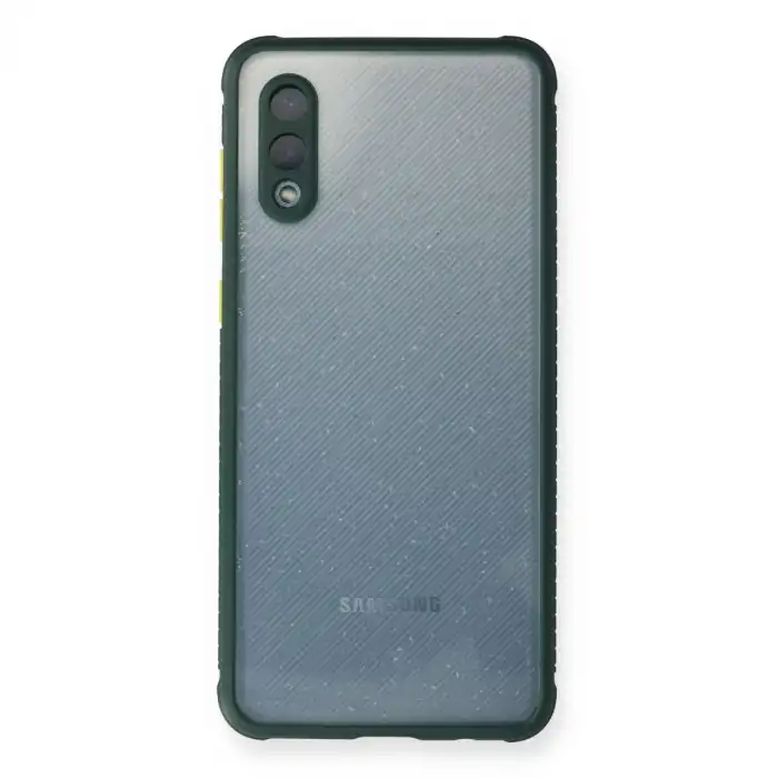 Samsung Galaxy A02 Kılıf Miami Şeffaf Silikon - Koyu Yeşil