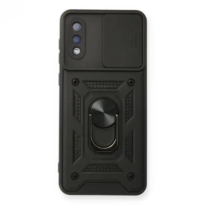 Samsung Galaxy A02 Kılıf Pars Lens Yüzüklü Silikon - Siyah