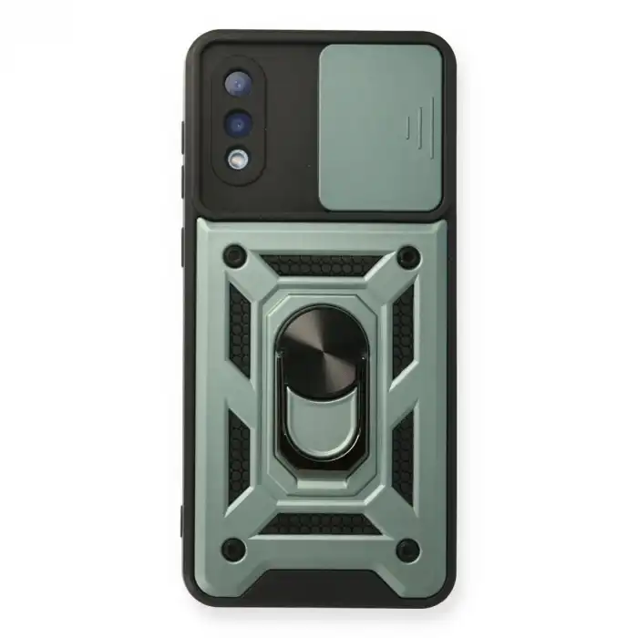 Samsung Galaxy A02 Kılıf Pars Lens Yüzüklü Silikon - Yeşil