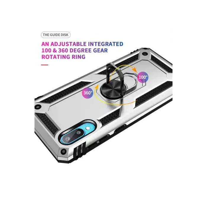 Samsung Galaxy A02 Kılıf Sofya Yüzüklü Silikon Kapak - Gümüş