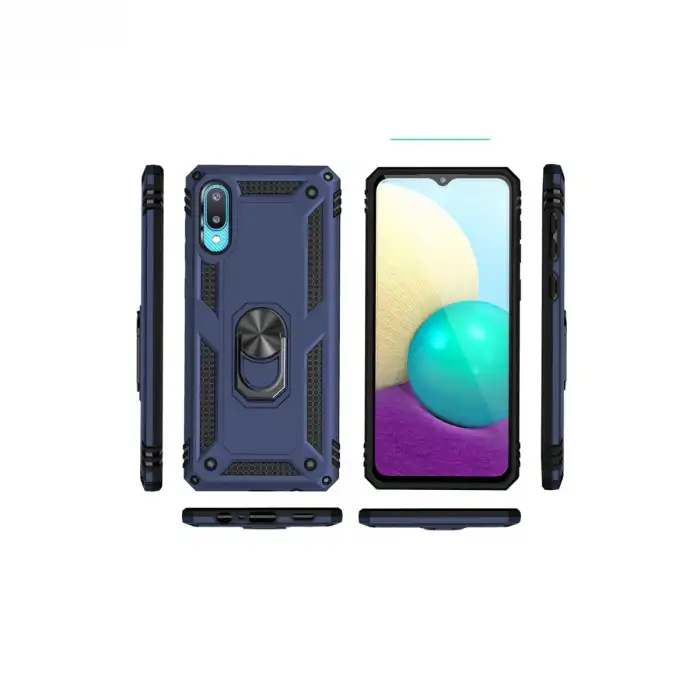 Samsung Galaxy A02 Kılıf Sofya Yüzüklü Silikon Kapak - Lacivert