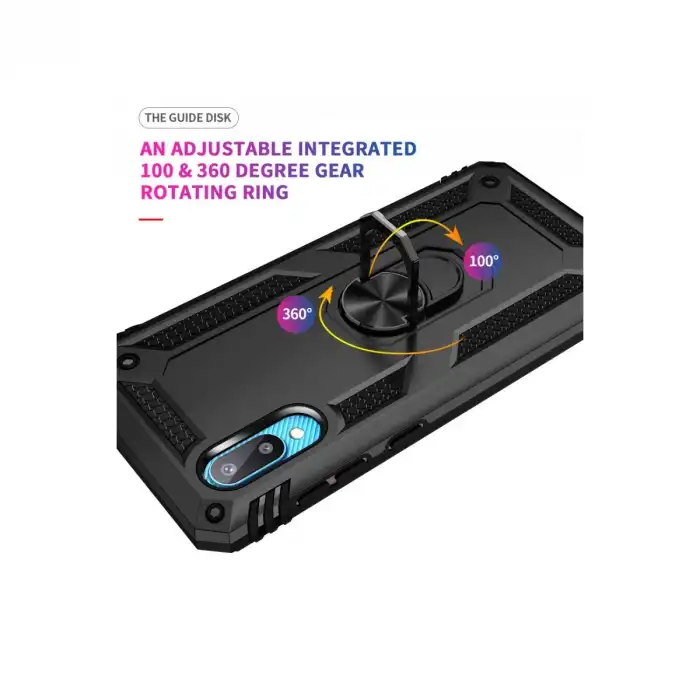 Samsung Galaxy A02 Kılıf Sofya Yüzüklü Silikon Kapak - Siyah