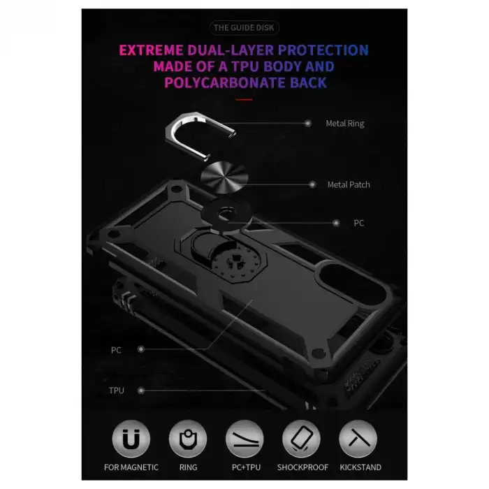 Samsung Galaxy A02 Kılıf Sofya Yüzüklü Silikon Kapak - Siyah