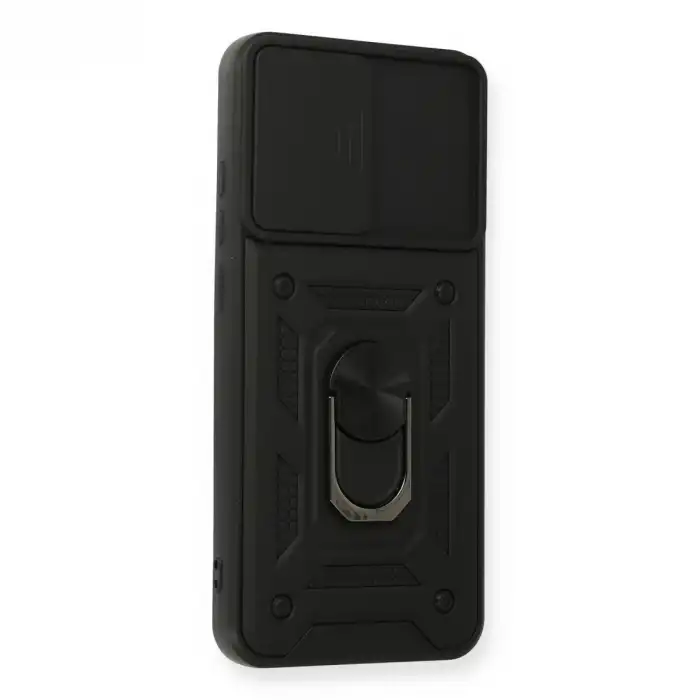 Samsung Galaxy A02s Kılıf Pars Lens Yüzüklü Silikon - Siyah