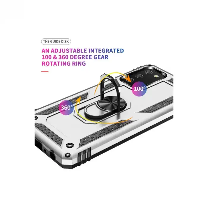 Samsung Galaxy A02s Kılıf Sofya Yüzüklü Silikon Kapak - Gümüş