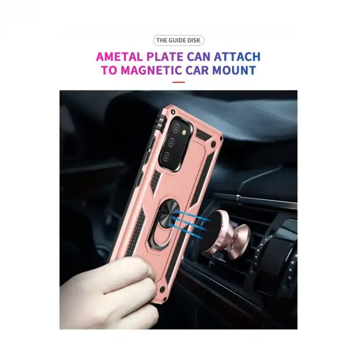 Samsung Galaxy A02s Kılıf Sofya Yüzüklü Silikon Kapak - Rose