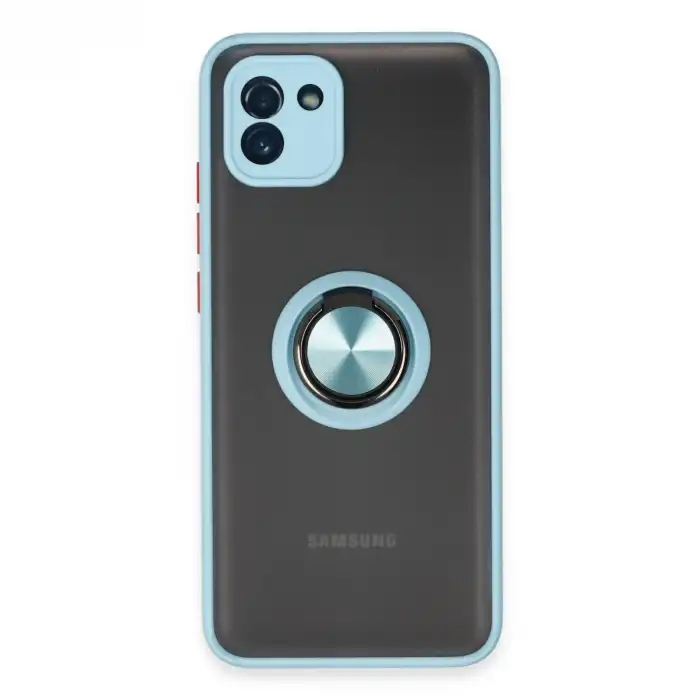 Samsung Galaxy A03 Kılıf Montreal Yüzüklü Silikon Kapak - Buz Mavi
