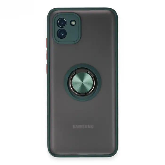Samsung Galaxy A03 Kılıf Montreal Yüzüklü Silikon Kapak - Yeşil