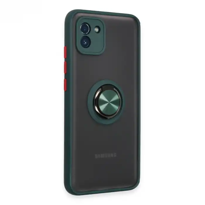 Samsung Galaxy A03 Kılıf Montreal Yüzüklü Silikon Kapak - Yeşil