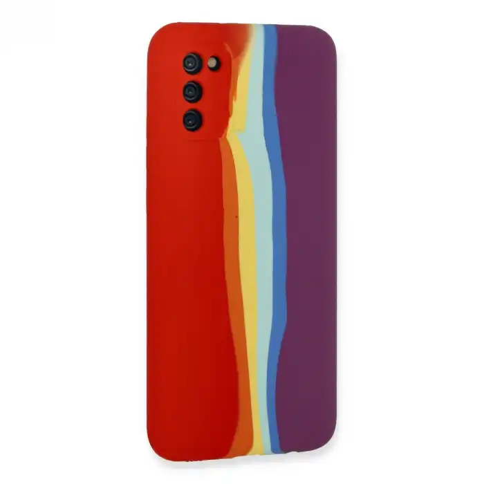 Samsung Galaxy A03s Kılıf Ebruli Lansman Silikon - Kırmızı-mor