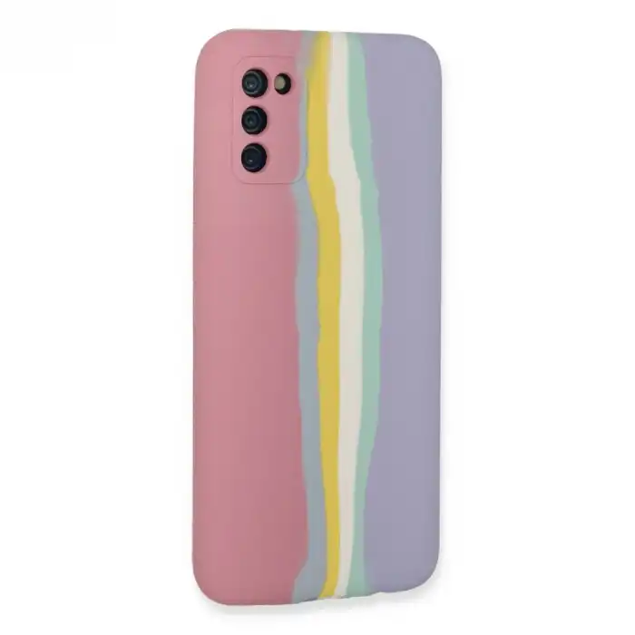 Samsung Galaxy A03s Kılıf Ebruli Lansman Silikon - Pembe-lila