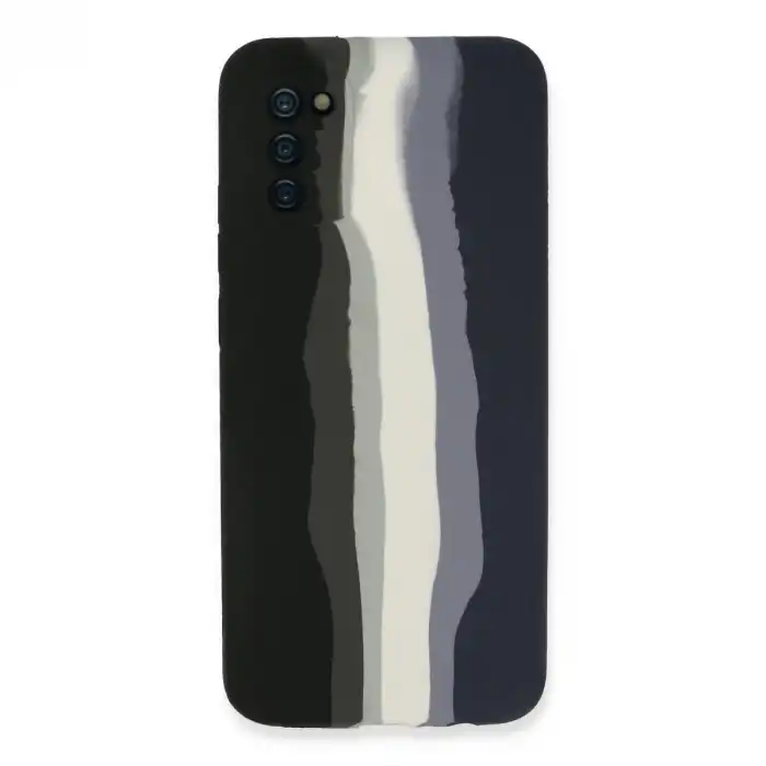 Samsung Galaxy A03s Kılıf Ebruli Lansman Silikon - Siyah-lacivert