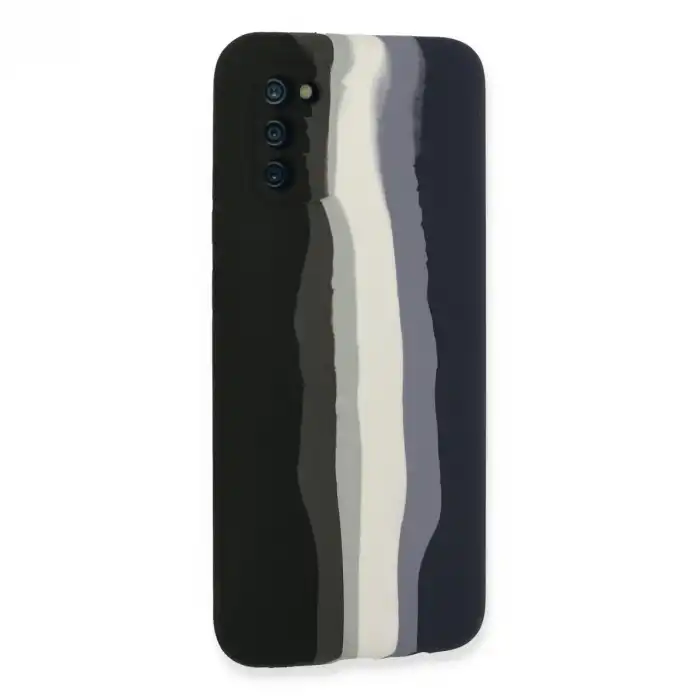 Samsung Galaxy A03s Kılıf Ebruli Lansman Silikon - Siyah-lacivert