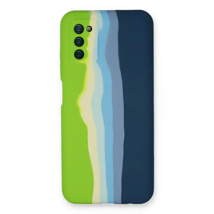 Samsung Galaxy A03s Kılıf Ebruli Lansman Silikon - Yeşil-koyu Yeşil