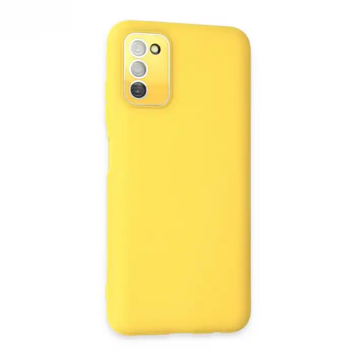 Samsung Galaxy A03s Kılıf Lansman Glass Kapak - Sarı