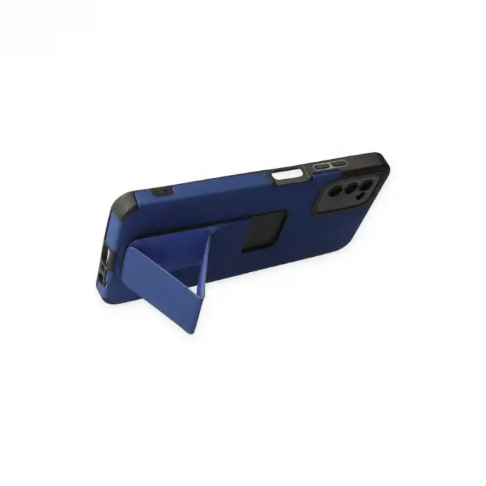 Samsung Galaxy A03s Kılıf Mega Standlı Silikon - Mavi