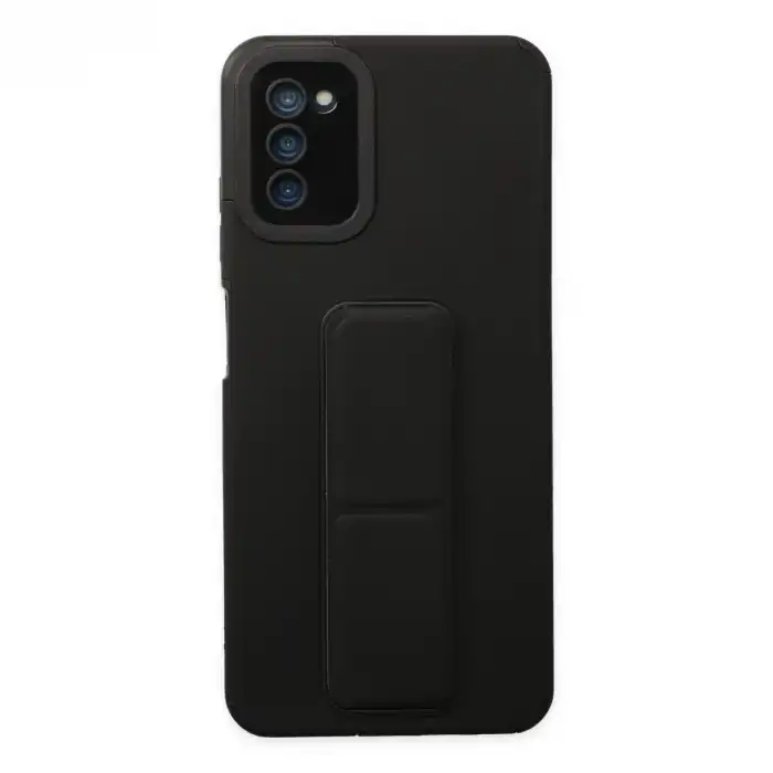 Samsung Galaxy A03s Kılıf Mega Standlı Silikon - Siyah