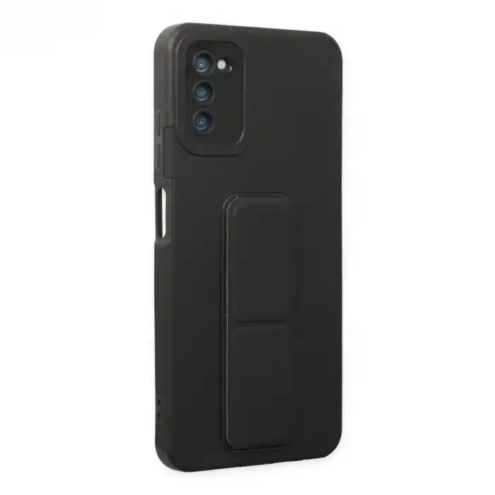 Samsung Galaxy A03s Kılıf Mega Standlı Silikon - Siyah