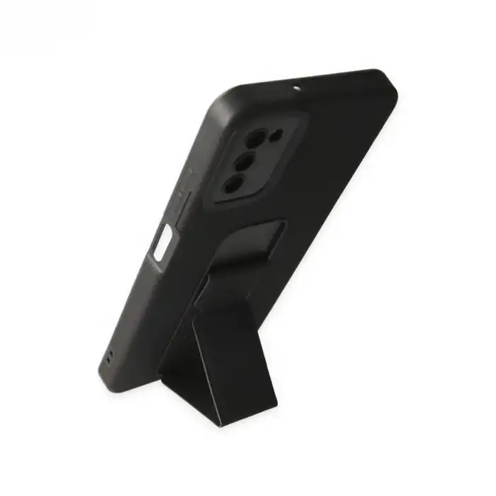 Samsung Galaxy A03s Kılıf Mega Standlı Silikon - Siyah