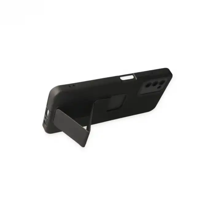 Samsung Galaxy A03s Kılıf Mega Standlı Silikon - Siyah