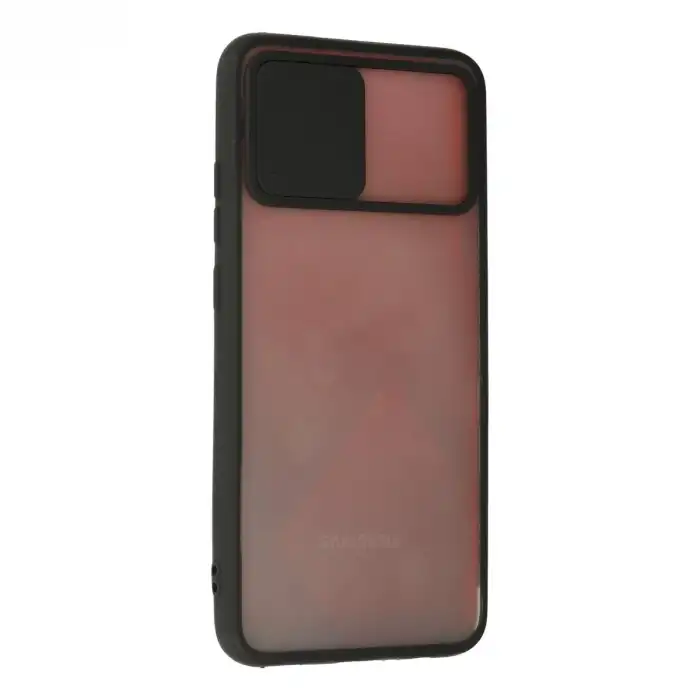 Samsung Galaxy A03s Kılıf Palm Buzlu Kamera Sürgülü Silikon - Siyah
