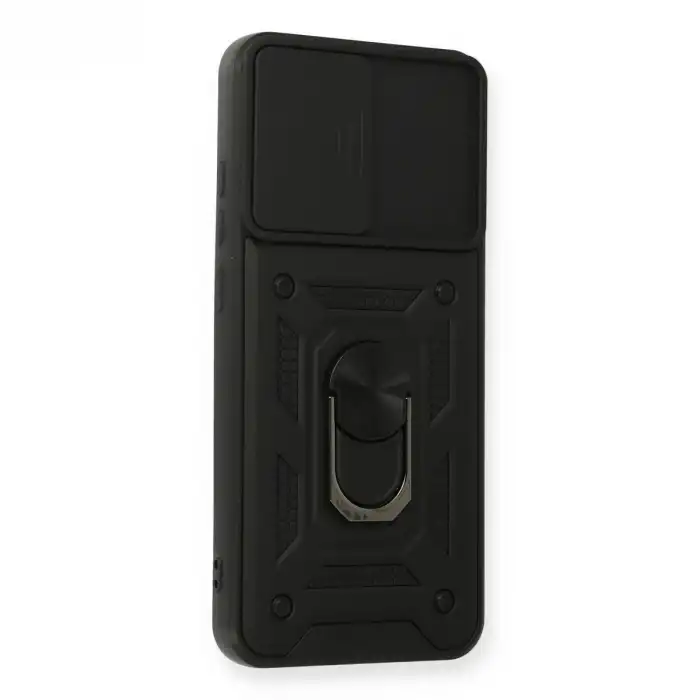 Samsung Galaxy A03s Kılıf Pars Lens Yüzüklü Silikon - Siyah